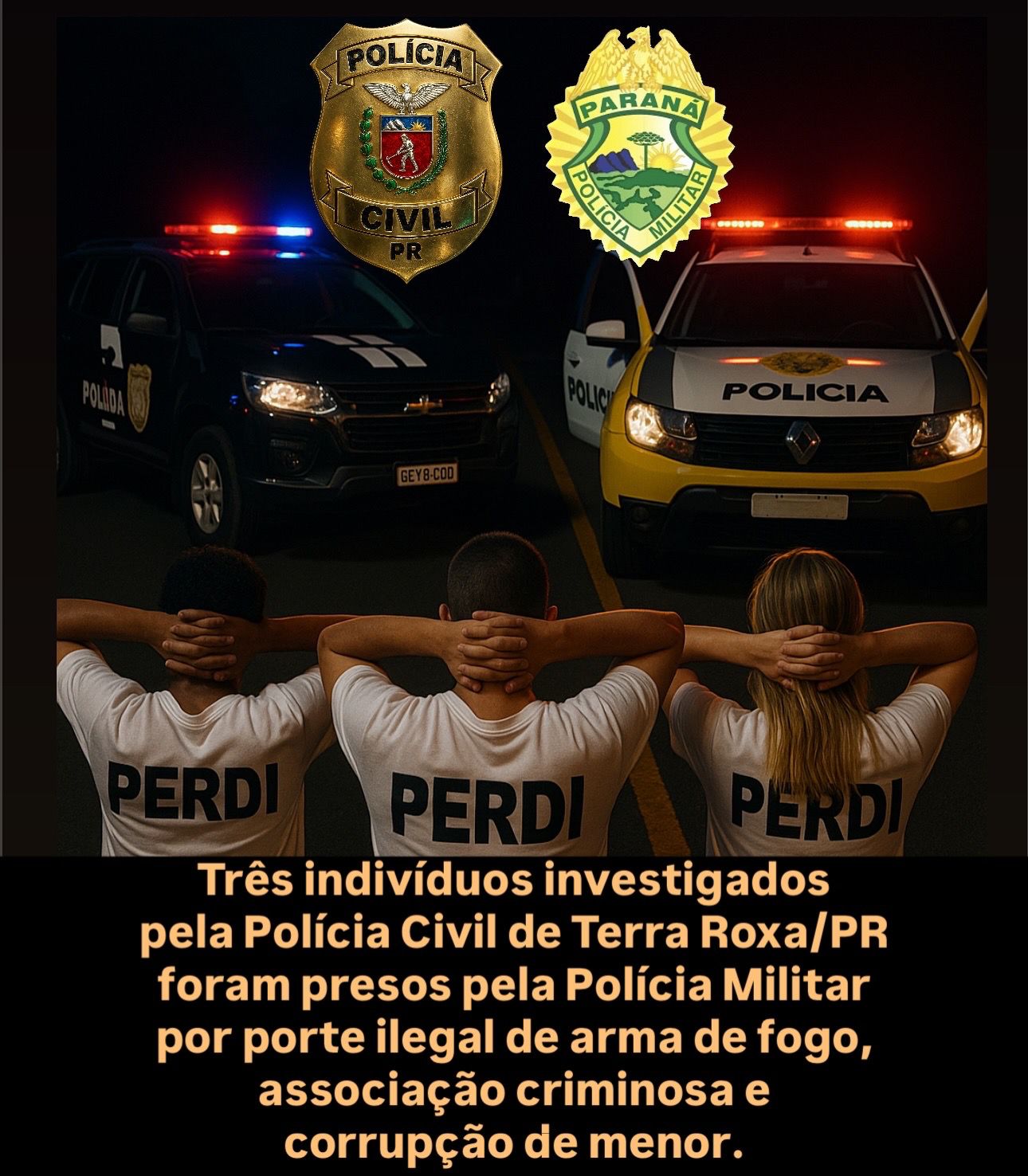 “Três Detidos por Porte de Arma, Associação Criminosa e Corrupção de Menor”
