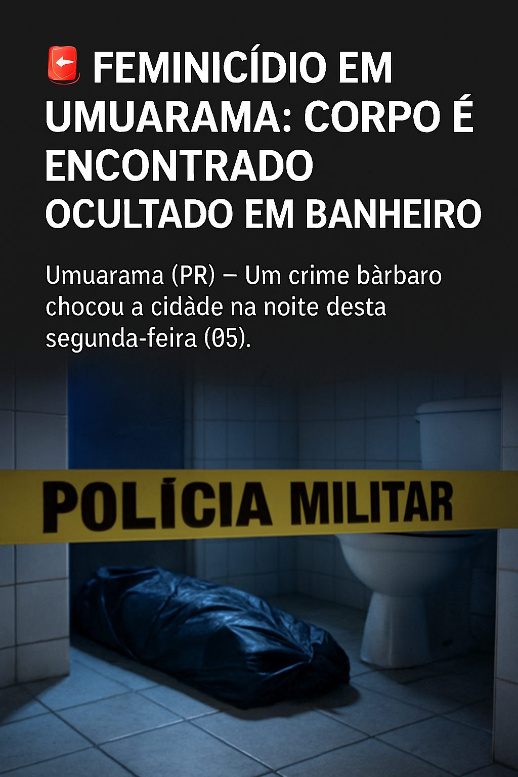 Feminicídio em Umuarama: corpo de mulher é encontrado ocultado em banheiro